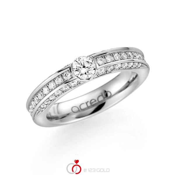 klassischer Trauring/Ehering in Weißgold 585 mit 0,3 ct. + zus. 0,902 ct. Brillant tw, si von acredo - A-1117-2 klassischer Trauring/Ehering in Weißgold 585 mit 0,3 ct. + zus. 0,902 ct. Brillant tw, si von acredo - A-1117-2