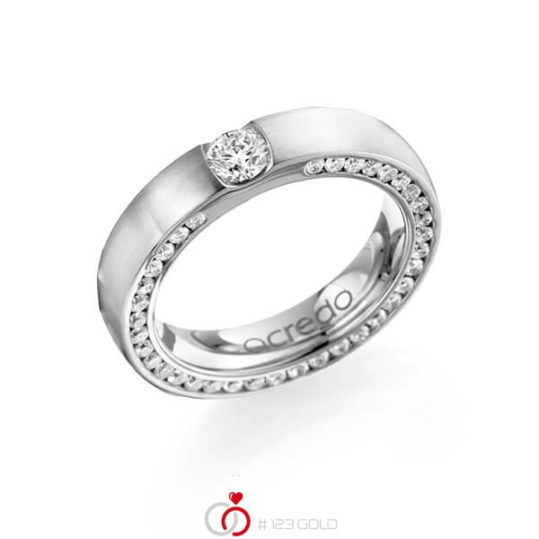 klassischer Trauring/Ehering in Weißgold 585 mit 0,3 ct. + zus. 1,08 ct. Brillant tw, si von acredo - A-1107-2 klassischer Trauring/Ehering in Weißgold 585 mit 0,3 ct. + zus. 1,08 ct. Brillant tw, si von acredo - A-1107-2