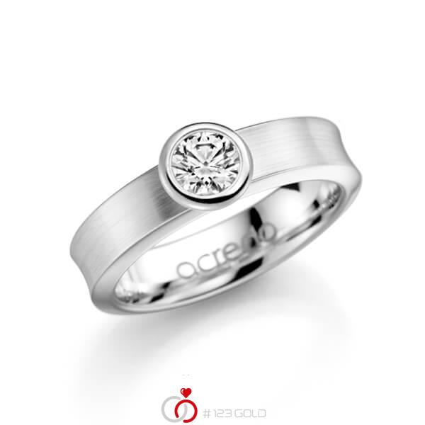 klassischer Trauring/Ehering in Weißgold 585 mit 0,5 ct. Brillant tw, si von acredo - A-1136-1 klassischer Trauring/Ehering in Weißgold 585 mit 0,5 ct. Brillant tw, si von acredo - A-1136-1