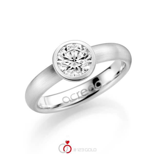 klassischer Trauring/Ehering in Weißgold 585 mit 1 ct. Brillant tw, si von acredo - A-1130-1 klassischer Trauring/Ehering in Weißgold 585 mit 1 ct. Brillant tw, si von acredo - A-1130-1