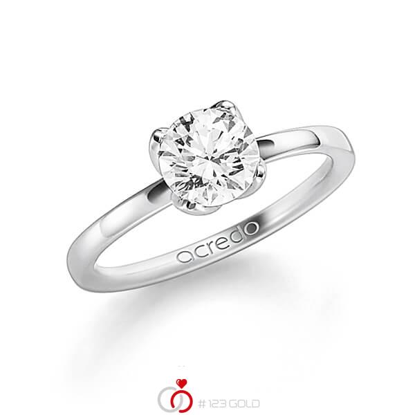 klassischer Trauring/Ehering in Weissgold 585 mit 1 ct. Brillant tw, si von acredo - A-1189-1 klassischer Trauring/Ehering in Weissgold 585 mit 1 ct. Brillant tw, si von acredo - A-1189-1