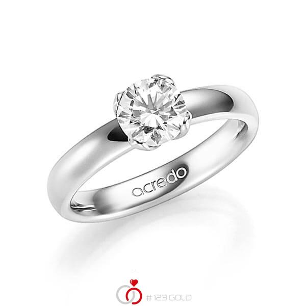 klassischer Trauring/Ehering in Weissgold 585 mit 1 ct. Brillant tw, vs von acredo - A-1357-1 klassischer Trauring/Ehering in Weissgold 585 mit 1 ct. Brillant tw, vs von acredo - A-1357-1