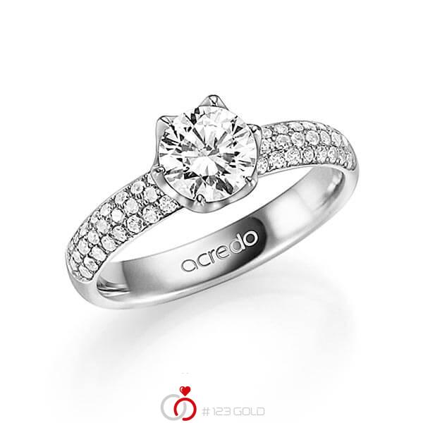 klassischer Trauring/Ehering in Weissgold 585 mit 1 ct. + zus. 0,432 ct. Brillant tw, si tw, vs von acredo - A-1331-1 klassischer Trauring/Ehering in Weissgold 585 mit 1 ct. + zus. 0,432 ct. Brillant tw, si tw, vs von acredo - A-1331-1
