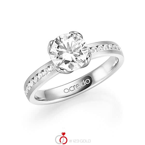 klassischer Trauring/Ehering in Weissgold 585 mit 2 ct. + zus. 0,24 ct. Brillant tw, si von acredo - A-1339-6 klassischer Trauring/Ehering in Weissgold 585 mit 2 ct. + zus. 0,24 ct. Brillant tw, si von acredo - A-1339-6
