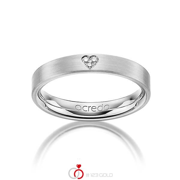 klassischer Trauring/Ehering in Weißgold 585 mit zus. 0,021 ct. Brillant tw, si von acredo - A-1243-6 klassischer Trauring/Ehering in Weißgold 585 mit zus. 0,021 ct. Brillant tw, si von acredo - A-1243-6