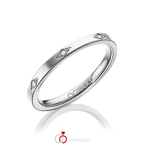 klassischer Trauring/Ehering in Weißgold 585 mit zus. 0,035 ct. Brillant tw, si von acredo - A-1301-5 klassischer Trauring/Ehering in Weißgold 585 mit zus. 0,035 ct. Brillant tw, si von acredo - A-1301-5