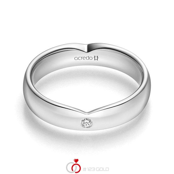 klassischer Trauring/Ehering in Weißgold 585 mit zus. 0,03 ct. Brillant tw, si von acredo - A-2246-6 klassischer Trauring/Ehering in Weißgold 585 mit zus. 0,03 ct. Brillant tw, si von acredo - A-2246-6
