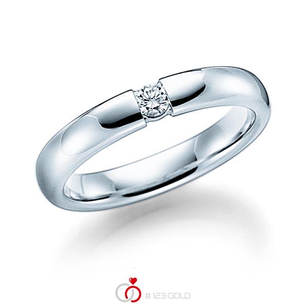 klassischer Trauring/Ehering in Weißgold 585 mit zus. 0,08 ct. Brillant tw, si von Steinberg - Q-1374-1 klassischer Trauring/Ehering in Weißgold 585 mit zus. 0,08 ct. Brillant tw, si von Steinberg - Q-1374-1