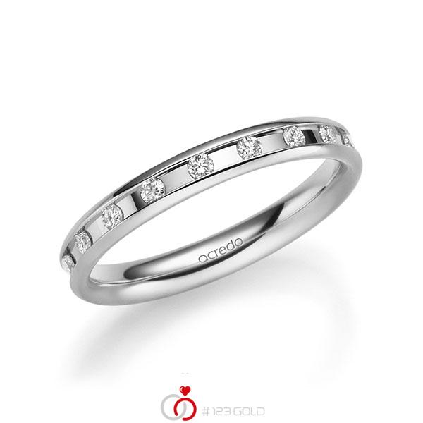 klassischer Trauring/Ehering in Weißgold 585 mit zus. 0,18 ct. Brillant tw, si von acredo - A-2217-4 klassischer Trauring/Ehering in Weißgold 585 mit zus. 0,18 ct. Brillant tw, si von acredo - A-2217-4