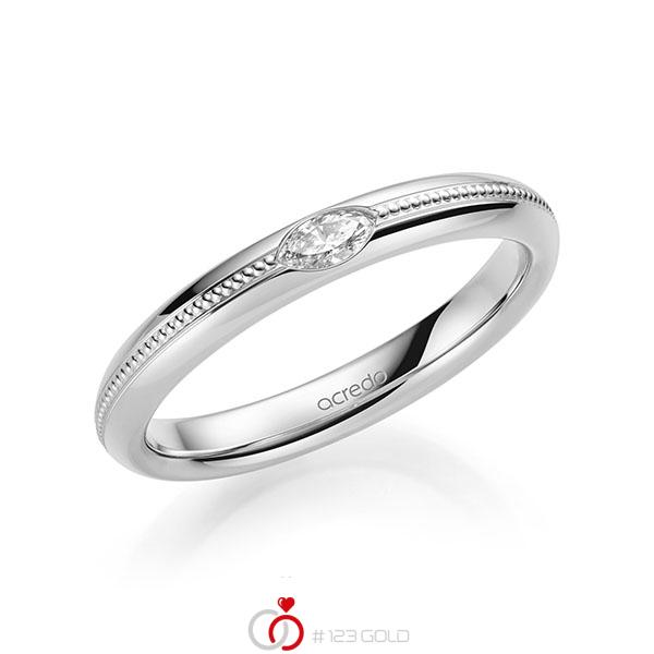 klassischer Trauring/Ehering in Weißgold 585 mit zus. 0,1 ct. tw, vs von acredo - A-2142-7 klassischer Trauring/Ehering in Weißgold 585 mit zus. 0,1 ct. tw, vs von acredo - A-2142-7