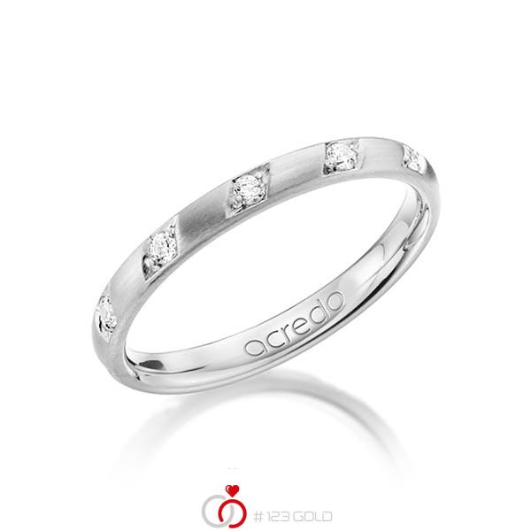 klassischer Trauring/Ehering in Weißgold 585 mit zus. 0,22 ct. Brillant tw, si von acredo - A-1284-1 klassischer Trauring/Ehering in Weißgold 585 mit zus. 0,22 ct. Brillant tw, si von acredo - A-1284-1