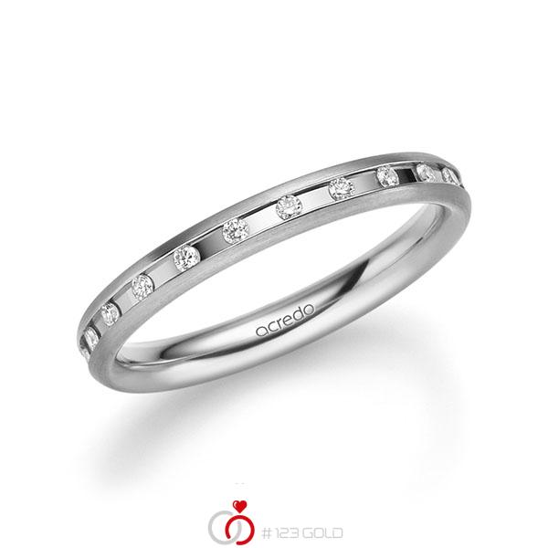 klassischer Trauring/Ehering in Weißgold 585 mit zus. 0,22 ct. Brillant tw, si von acredo - A-2216-8 klassischer Trauring/Ehering in Weißgold 585 mit zus. 0,22 ct. Brillant tw, si von acredo - A-2216-8