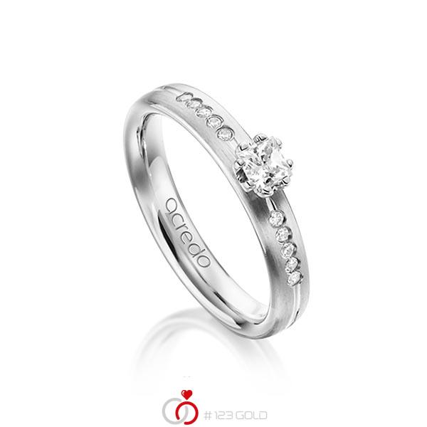 klassischer Trauring/Ehering in Weißgold 585 mit zus. 0,33 ct. Prinzess-Diamant & Brillant tw, si von acredo - A-1280-1 klassischer Trauring/Ehering in Weißgold 585 mit zus. 0,33 ct. Prinzess-Diamant & Brillant tw, si von acredo - A-1280-1