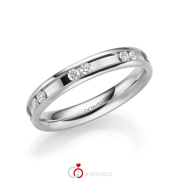 klassischer Trauring/Ehering in Weißgold 585 mit zus. 0,42 ct. Brillant tw, si von acredo - A-2206-8 klassischer Trauring/Ehering in Weißgold 585 mit zus. 0,42 ct. Brillant tw, si von acredo - A-2206-8
