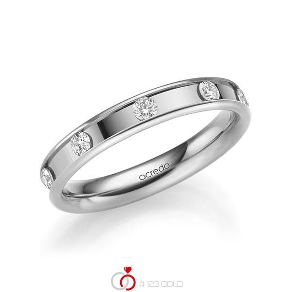 klassischer Trauring/Ehering in Weißgold 585 mit zus. 0,45 ct. Brillant tw, vs von acredo - A-2210-4 klassischer Trauring/Ehering in Weißgold 585 mit zus. 0,45 ct. Brillant tw, vs von acredo - A-2210-4