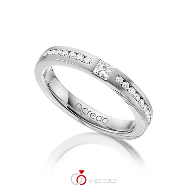 klassischer Trauring/Ehering in Weißgold 585 mit zus. 0,72 ct. Brillant & Prinzess-Diamant tw, si von acredo - A-1241-6 klassischer Trauring/Ehering in Weißgold 585 mit zus. 0,72 ct. Brillant & Prinzess-Diamant tw, si von acredo - A-1241-6