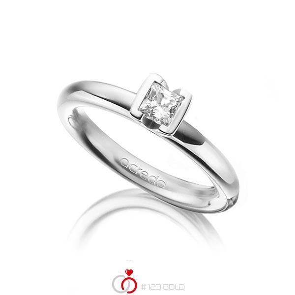 klassischer Trauring/Ehering in Weißgold 750 mit 0,4 ct. Prinzess-Diamant tw, vs von acredo - A-1298-18 klassischer Trauring/Ehering in Weißgold 750 mit 0,4 ct. Prinzess-Diamant tw, vs von acredo - A-1298-18