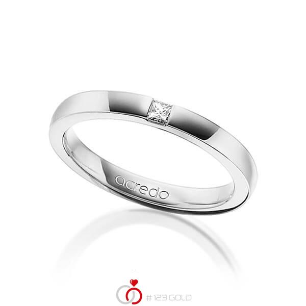 klassischer Trauring/Ehering in Weißgold 750 mit zus. 0,07 ct. Prinzess-Diamant tw, si von acredo - A-1471-3 klassischer Trauring/Ehering in Weißgold 750 mit zus. 0,07 ct. Prinzess-Diamant tw, si von acredo - A-1471-3