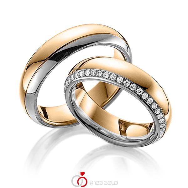 Paar bicolor Memoire-Trauringe/Eheringe in Roségold 585 Graugold dunkel 585 vollausgefasst mit zus. 0,47 ct. Brillant tw, si von 123gold - Y-1274-3 Paar bicolor Memoire-Trauringe/Eheringe in Roségold 585 Graugold dunkel 585 vollausgefasst mit zus. 0,47 ct. Brillant tw, si von 123gold - Y-1274-3