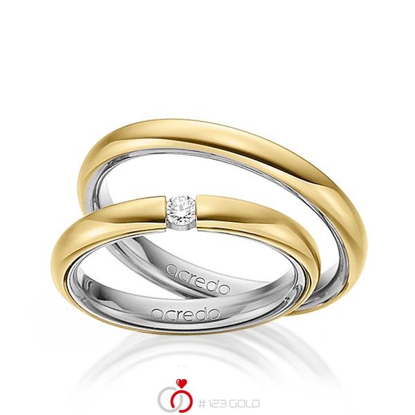 Paar bicolor Trauringe/Eheringe in außen Gelbgold 585 , innen Graugold 585 mit zus. 0,08 ct. Brillant tw, si von acredo - A-1464-12 Paar bicolor Trauringe/Eheringe in außen Gelbgold 585 , innen Graugold 585 mit zus. 0,08 ct. Brillant tw, si von acredo - A-1464-12
