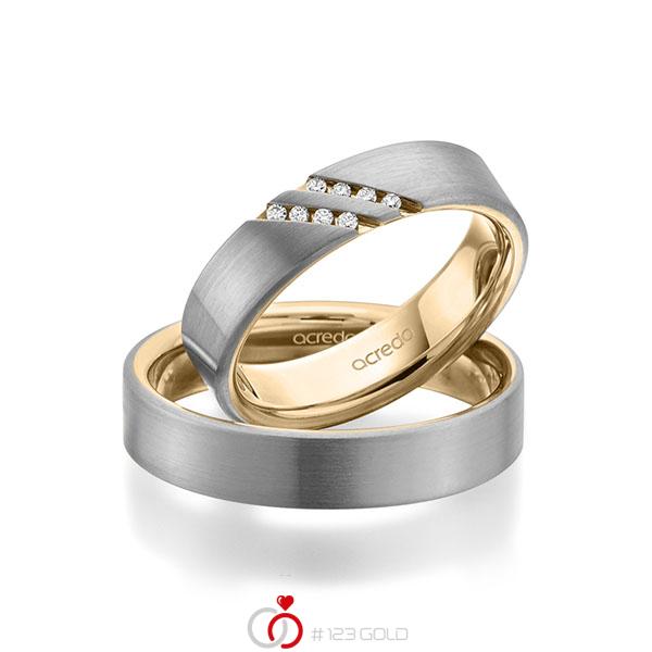 Paar bicolor Trauringe/Eheringe in aussen Graugold 585 , innen Roségold 585 mit zus. 0,064 ct. Brillant tw, si von acredo - A-1946-1 Paar bicolor Trauringe/Eheringe in aussen Graugold 585 , innen Roségold 585 mit zus. 0,064 ct. Brillant tw, si von acredo - A-1946-1