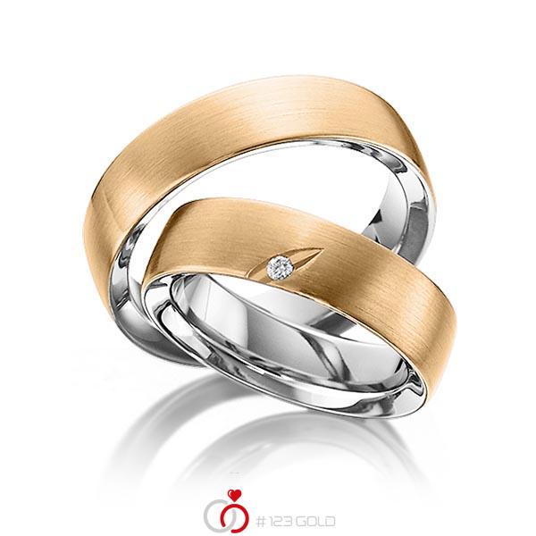 Paar bicolor Trauringe/Eheringe in außen Roségold 585 , innen Edelstahl mit zus. 0,025 ct. Brillant tw, si von 123gold - Y-1294-1 Paar bicolor Trauringe/Eheringe in außen Roségold 585 , innen Edelstahl mit zus. 0,025 ct. Brillant tw, si von 123gold - Y-1294-1