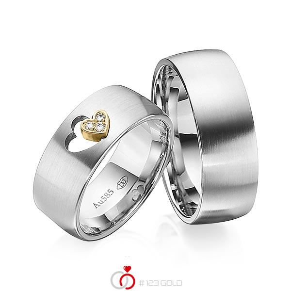 Paar bicolor Trauringe/Eheringe in Edelstahl Gelbgold 585 mit zus. 0,03 ct. Brillant tw, si von 123gold - Y-1342-2 Paar bicolor Trauringe/Eheringe in Edelstahl Gelbgold 585 mit zus. 0,03 ct. Brillant tw, si von 123gold - Y-1342-2