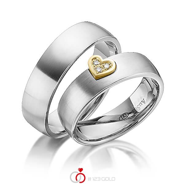 Paar bicolor Trauringe/Eheringe in Edelstahl Gelbgold 585 mit zus. 0,03 ct. Brillant tw, si von 123gold - Y-1343-2 Paar bicolor Trauringe/Eheringe in Edelstahl Gelbgold 585 mit zus. 0,03 ct. Brillant tw, si von 123gold - Y-1343-2