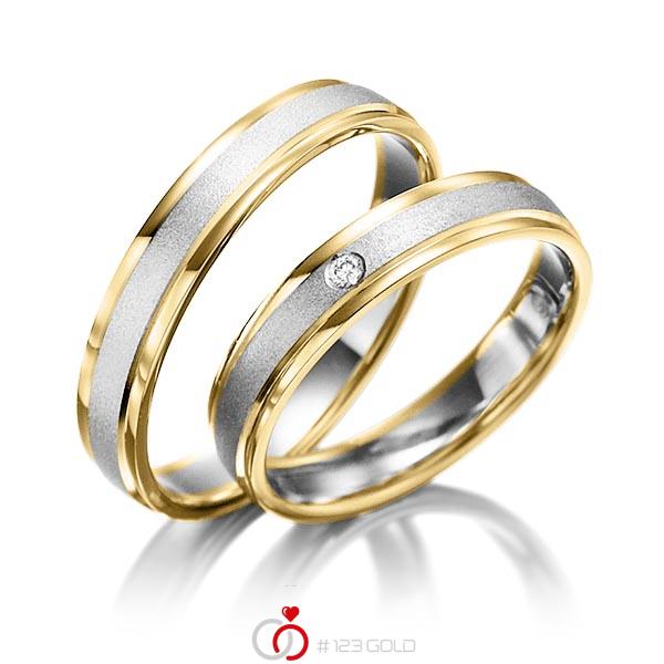 Paar bicolor Trauringe/Eheringe in Gelbgold 585 Graugold 585 mit zus. 0,01 ct. Brillant tw, si - NP-1017-5 Paar bicolor Trauringe/Eheringe in Gelbgold 585 Graugold 585 mit zus. 0,01 ct. Brillant tw, si - NP-1017-5