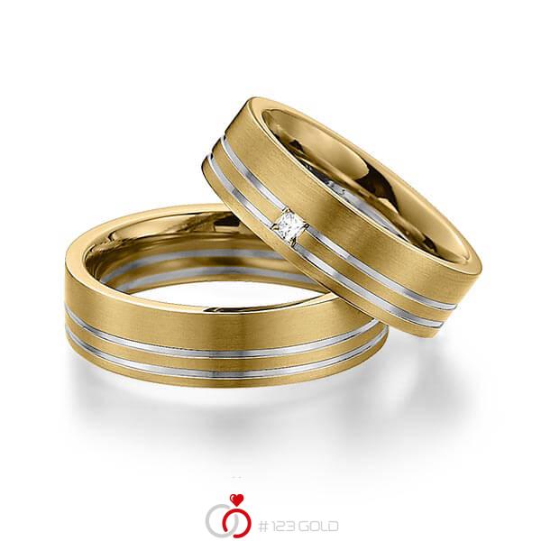 Paar bicolor Trauringe/Eheringe in Gelbgold 585 Graugold dunkel 585 mit zus. 0,06 ct. Prinzess-Diamant tw, si von 123gold - Y-1298-8 Paar bicolor Trauringe/Eheringe in Gelbgold 585 Graugold dunkel 585 mit zus. 0,06 ct. Prinzess-Diamant tw, si von 123gold - Y-1298-8