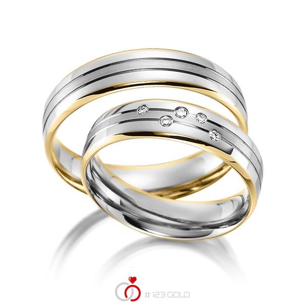 Paar bicolor Trauringe/Eheringe in Gelbgold 585 Weißgold 585 mit zus. 0,051 ct. Brillant tw, si von acredo - S-1160-3 Paar bicolor Trauringe/Eheringe in Gelbgold 585 Weißgold 585 mit zus. 0,051 ct. Brillant tw, si von acredo - S-1160-3