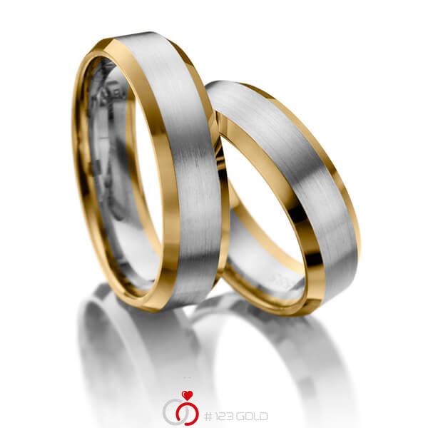 Paar bicolor Trauringe/Eheringe in Gelbgold 585 Weissgold 585 - NP-1093-1 Paar bicolor Trauringe/Eheringe in Gelbgold 585 Weissgold 585 - NP-1093-1