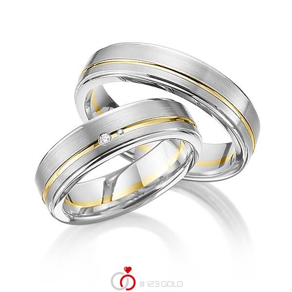 Paar bicolor Trauringe/Eheringe in Graugold 585 Gelbgold 585 mit zus. 0,02 ct. Brillant tw, si von 123gold - Y-1312-5 Paar bicolor Trauringe/Eheringe in Graugold 585 Gelbgold 585 mit zus. 0,02 ct. Brillant tw, si von 123gold - Y-1312-5