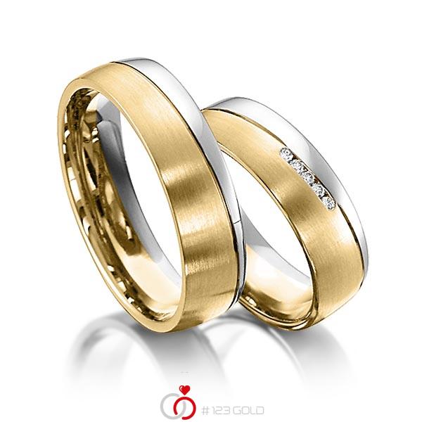 Paar bicolor Trauringe/Eheringe in Graugold 585 Gelbgold 585 mit zus. 0,05 ct. Brillant tw, si von acredo - S-1153-8 Paar bicolor Trauringe/Eheringe in Graugold 585 Gelbgold 585 mit zus. 0,05 ct. Brillant tw, si von acredo - S-1153-8
