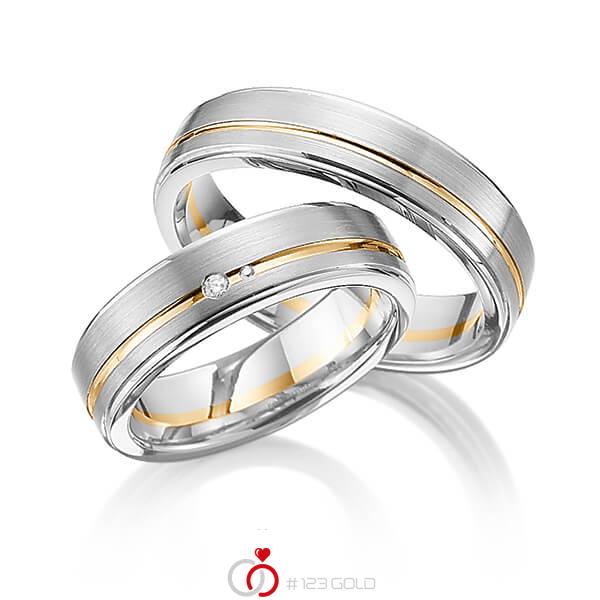 Paar bicolor Trauringe/Eheringe in Graugold 585 Roségold 585 mit zus. 0,02 ct. Brillant tw, si von 123gold - Y-1312-6 Paar bicolor Trauringe/Eheringe in Graugold 585 Roségold 585 mit zus. 0,02 ct. Brillant tw, si von 123gold - Y-1312-6