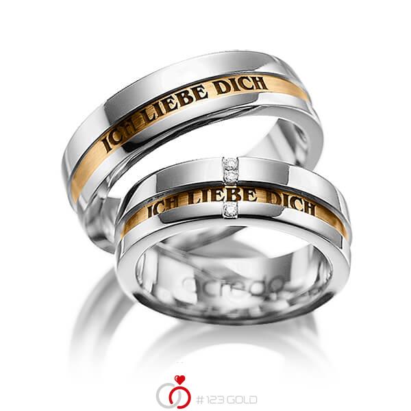 Paar bicolor Trauringe/Eheringe in Graugold 585 Roségold 585 mit zus. 0,03 ct. Brillant tw, si von acredo - A-1032-4 Paar bicolor Trauringe/Eheringe in Graugold 585 Roségold 585 mit zus. 0,03 ct. Brillant tw, si von acredo - A-1032-4