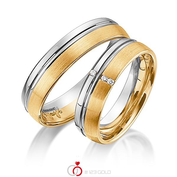 Paar bicolor Trauringe/Eheringe in Graugold 585 Roségold 585 mit zus. 0,03 ct. Brillant tw, si von Steinberg - Q-1188-6 Paar bicolor Trauringe/Eheringe in Graugold 585 Roségold 585 mit zus. 0,03 ct. Brillant tw, si von Steinberg - Q-1188-6