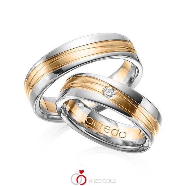 Paar bicolor Trauringe/Eheringe in Graugold 585 Roségold 585 mit zus. 0,05 ct. Brillant tw, si von acredo - A-1154-9 Paar bicolor Trauringe/Eheringe in Graugold 585 Roségold 585 mit zus. 0,05 ct. Brillant tw, si von acredo - A-1154-9