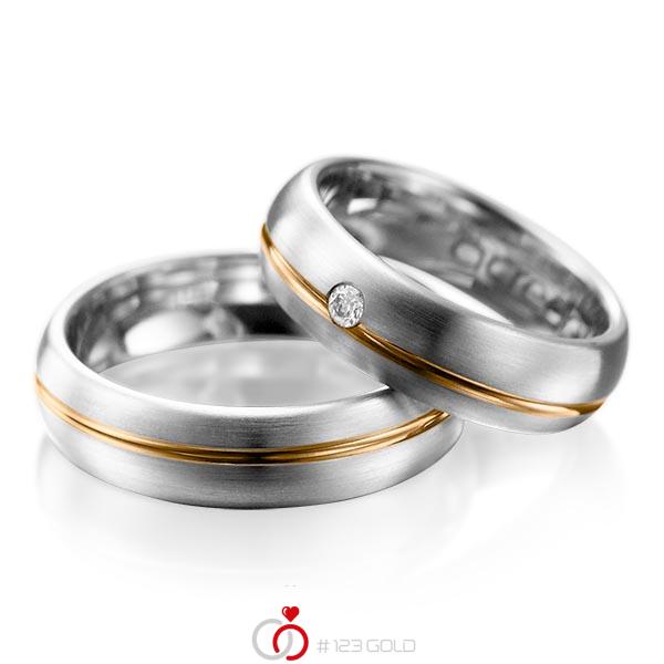 Paar bicolor Trauringe/Eheringe in Graugold 585 Roségold 585 mit zus. 0,06 ct. Brillant tw, si von acredo - A-1003-9 Paar bicolor Trauringe/Eheringe in Graugold 585 Roségold 585 mit zus. 0,06 ct. Brillant tw, si von acredo - A-1003-9