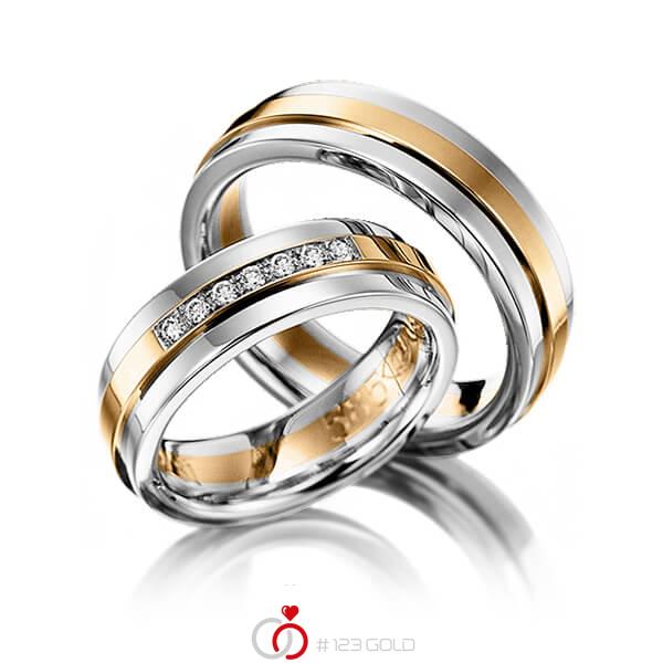 Paar bicolor Trauringe/Eheringe in Graugold 585 Roségold 585 mit zus. 0,14 ct. Brillant tw, si von 123gold - Y-1142-12 Paar bicolor Trauringe/Eheringe in Graugold 585 Roségold 585 mit zus. 0,14 ct. Brillant tw, si von 123gold - Y-1142-12