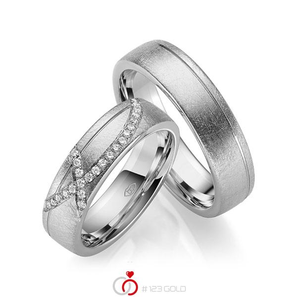 Paar bicolor Trauringe/Eheringe in Graugold 585 Weissgold 585 mit zus. 0,168 ct. Brillant tw, si - UQ-1050-7 Paar bicolor Trauringe/Eheringe in Graugold 585 Weissgold 585 mit zus. 0,168 ct. Brillant tw, si - UQ-1050-7