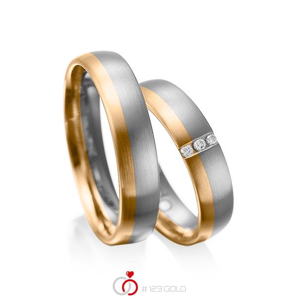 Paar bicolor Trauringe/Eheringe in Graugold dunkel 585 Roségold 585 mit zus. 0,045 ct. Brillant tw, si von acredo - A-1010-13 Paar bicolor Trauringe/Eheringe in Graugold dunkel 585 Roségold 585 mit zus. 0,045 ct. Brillant tw, si von acredo - A-1010-13