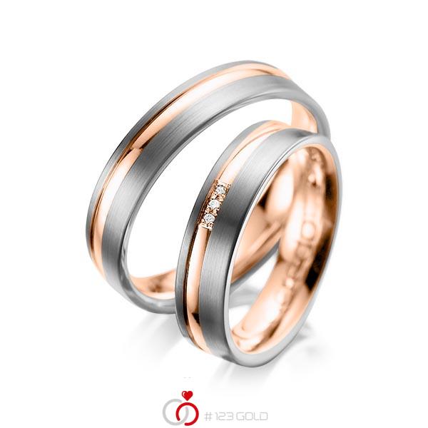 Paar bicolor Trauringe/Eheringe in Graugold dunkel 585 Rotgold 585 mit zus. 0,015 ct. Brillant tw, si von acredo - A-1039-15 Paar bicolor Trauringe/Eheringe in Graugold dunkel 585 Rotgold 585 mit zus. 0,015 ct. Brillant tw, si von acredo - A-1039-15