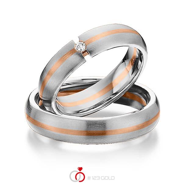 Paar bicolor Trauringe/Eheringe in Graugold dunkel 585 Rotgold 585 mit zus. 0,03 ct. Brillant tw, si von 123gold - Y-1284-8 Paar bicolor Trauringe/Eheringe in Graugold dunkel 585 Rotgold 585 mit zus. 0,03 ct. Brillant tw, si von 123gold - Y-1284-8