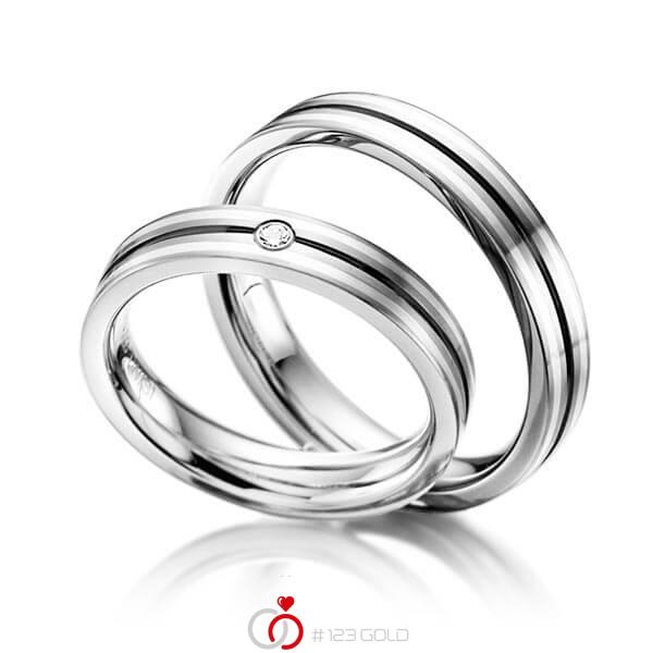 Paar bicolor Trauringe/Eheringe in Innen Edelstahl , aussen Edelstahl Silber 999 mit zus. 0,03 ct. Brillant tw, si von 123gold - E-2014-1 Paar bicolor Trauringe/Eheringe in Innen Edelstahl , aussen Edelstahl Silber 999 mit zus. 0,03 ct. Brillant tw, si von 123gold - E-2014-1