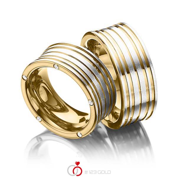 Paar bicolor Trauringe/Eheringe in Innen Edelstahl mit PVD-Beschichtung Gelbgold , aussen Edelstahl mit PVD-Beschichtung Gelbgold mit zus. 0,075 ct. Brillant tw, si von 123gold - E-2007-1 Paar bicolor Trauringe/Eheringe in Innen Edelstahl mit PVD-Beschichtung Gelbgold , aussen Edelstahl mit PVD-Beschichtung Gelbgold mit zus. 0,075 ct. Brillant tw, si von 123gold - E-2007-1