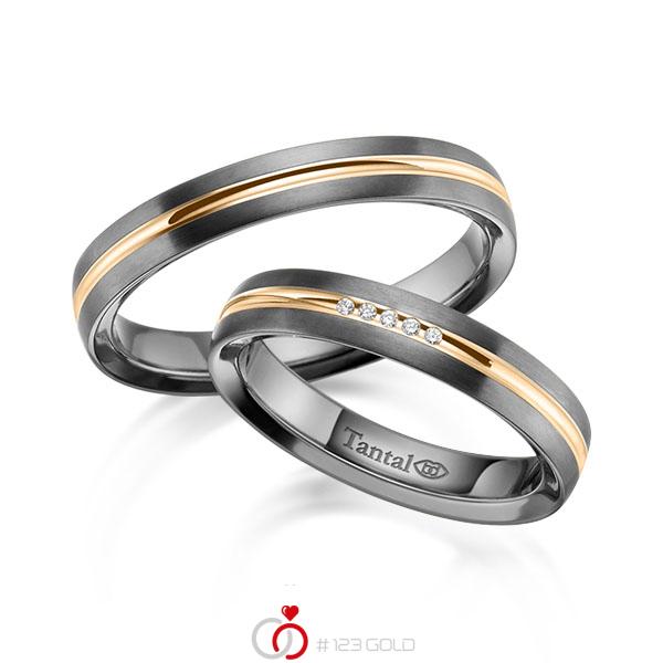 Paar bicolor Trauringe/Eheringe in Innen Tantal 900 , außen Tantal 900 Roségold 750 mit zus. 0,025 ct. Brillant tw, si - UQ-1052-2 Paar bicolor Trauringe/Eheringe in Innen Tantal 900 , außen Tantal 900 Roségold 750 mit zus. 0,025 ct. Brillant tw, si - UQ-1052-2