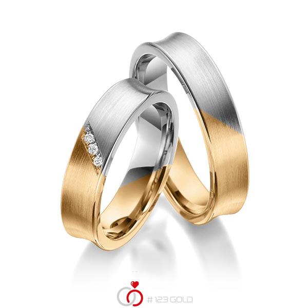 Paar bicolor Trauringe/Eheringe in Roségold 585 Graugold 585 mit zus. 0,03 ct. Brillant tw, si von 123gold - Y-1374-3 Paar bicolor Trauringe/Eheringe in Roségold 585 Graugold 585 mit zus. 0,03 ct. Brillant tw, si von 123gold - Y-1374-3