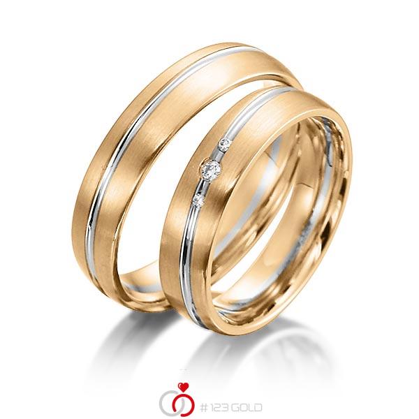 Paar bicolor Trauringe/Eheringe in Roségold 585 Weißgold 585 mit zus. 0,036 ct. Brillant tw, si von acredo - S-1152-2 Paar bicolor Trauringe/Eheringe in Roségold 585 Weißgold 585 mit zus. 0,036 ct. Brillant tw, si von acredo - S-1152-2