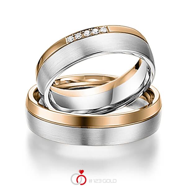 Paar bicolor Trauringe/Eheringe in Roségold 585 Weißgold 585 mit zus. 0,04 ct. Brillant tw, si von acredo - S-1109-3 Paar bicolor Trauringe/Eheringe in Roségold 585 Weißgold 585 mit zus. 0,04 ct. Brillant tw, si von acredo - S-1109-3